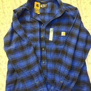 Carhartt Men's Black and Blue Flannel